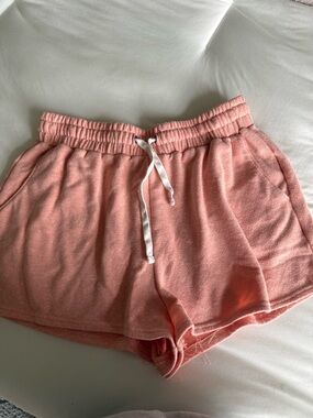 Cozy Terry Cloth Coral Women's Shorts with Drawstring